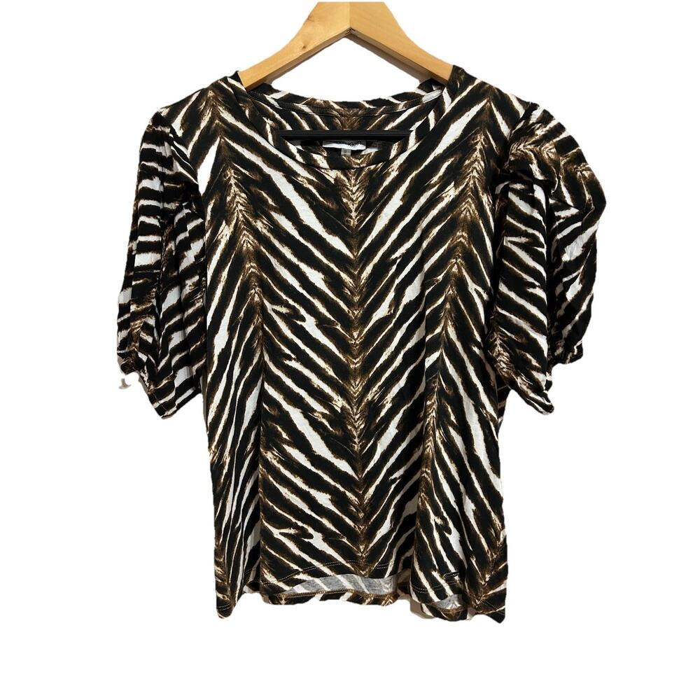 Calvin Klein Animal Print Blouse Short Sleeve Size M